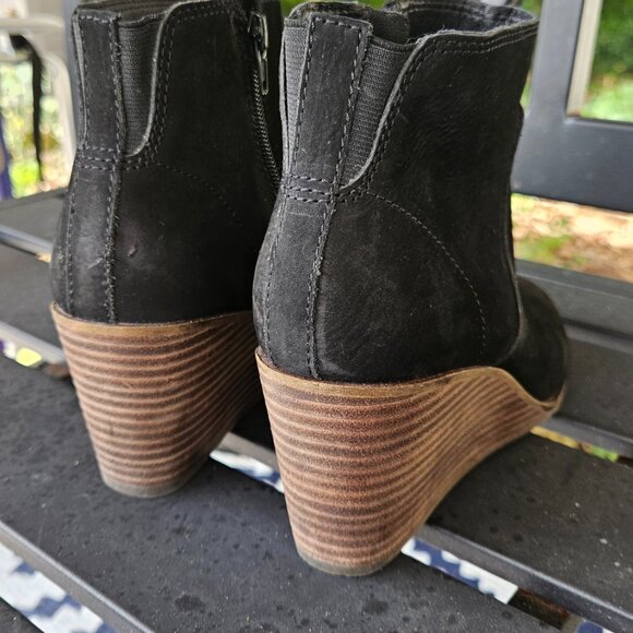 Lucky Brand Black Suede Wedge Booties SZ 6.5 - Picture 4 of 8